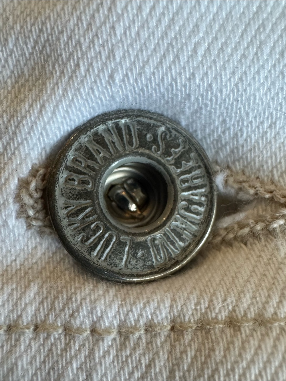 Vintage Lucky Brand Classic White Jean Jacket | Y2K Unisex Trucker Denim Small - Picture 7 of 12